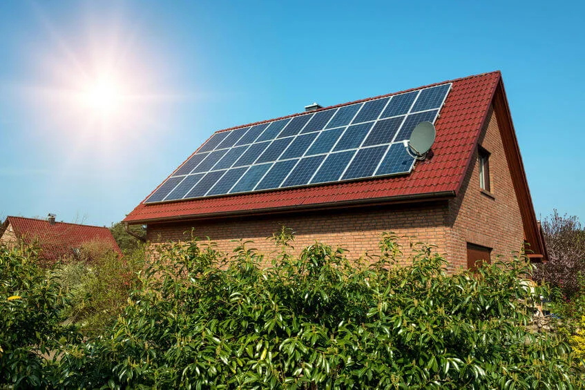 Solar PV panels on a pitched house roof